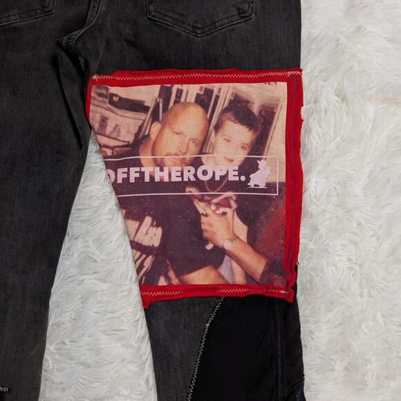 Pacsun Custom Patchwork Jeans 32x30 Y2K Punk Streetwear Denim - Picture 12 of 15